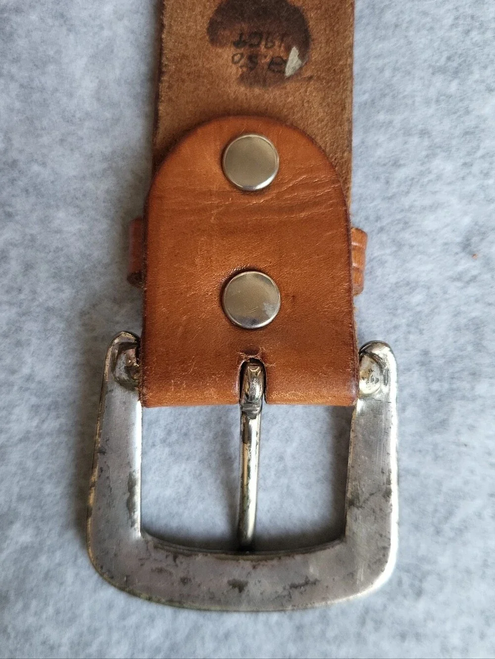 Vintage Looper Western Belt Mens 38 Brown Leather Embossed Tooled Handmade USA